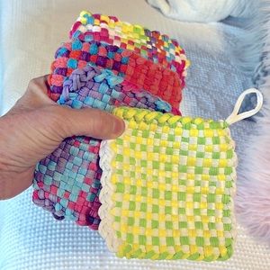 Handmade Potholders Set of 4 Colorful Multicolor